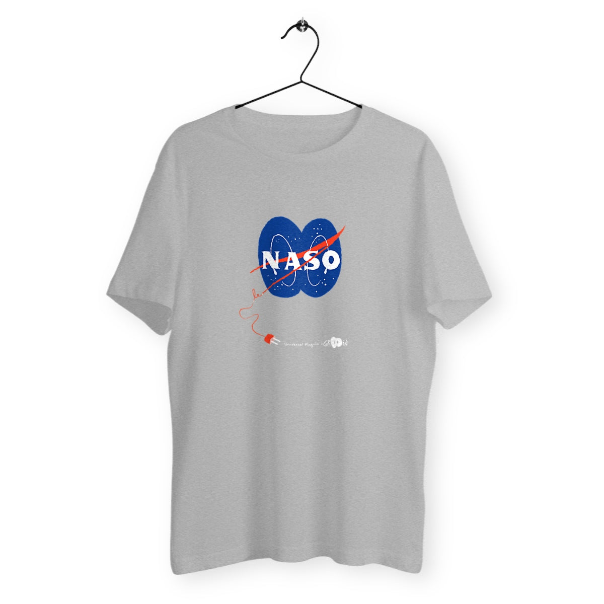 T Shirt ample Universal Plug In Nasa logo parodie