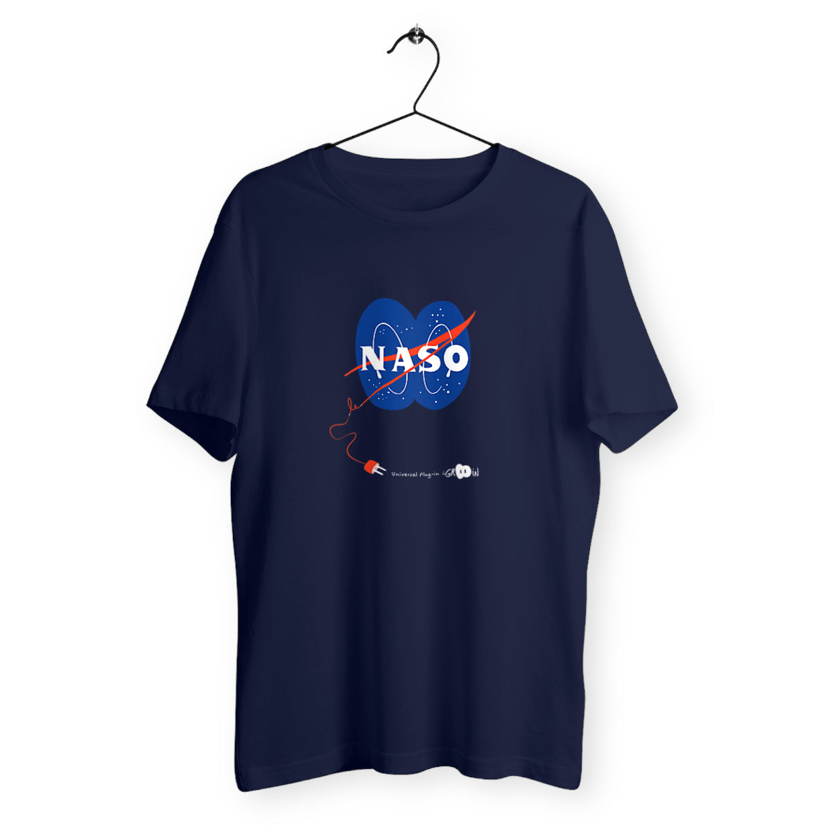 T Shirt ample Universal Plug In Nasa logo parodie